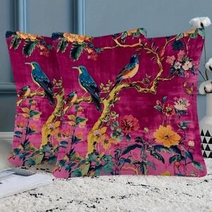 🐎NEW! Vibrant Bird & Floral Chinoiserie Throw Pillow Covers 18x18